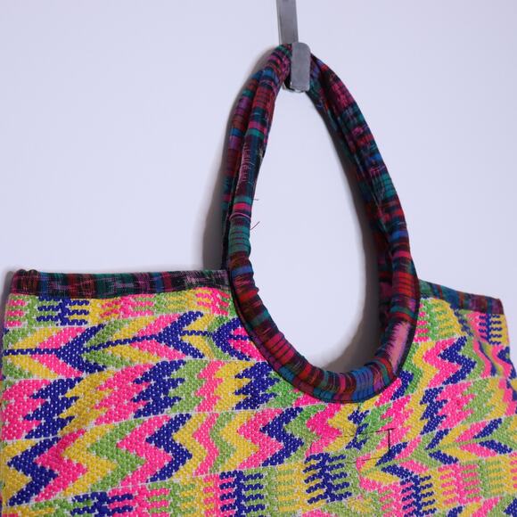 Woven Tote Handbag Multicolor Eco Lightweight Summer Beach Shopper Bag - Picture 6 of 9